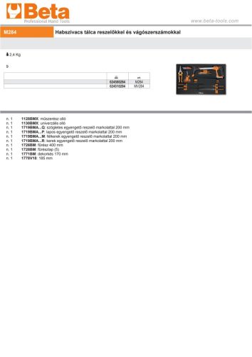 Beta MV284 Habszivacs tálca ÜRES