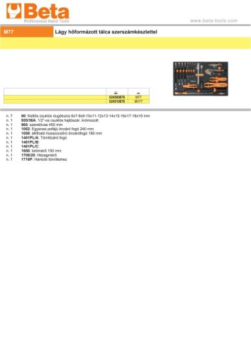 Beta MV77 Habszivacs tálca ÜRES