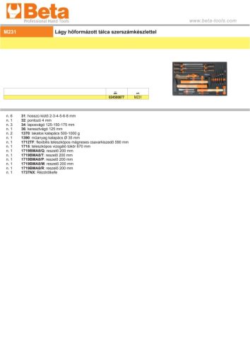 Beta MV231 Habszivacs tálca ÜRES