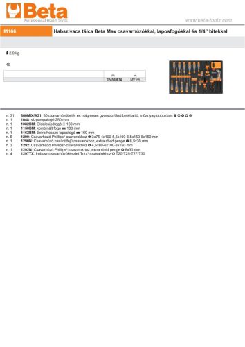 Beta MV880 Habszivacs tálca ÜRES