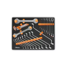   Beta MM30 EVA habszivacs tálca villáskulcsokkal, hajlított csillagkulcsokkal és hajlított imbuszkulcsokkal