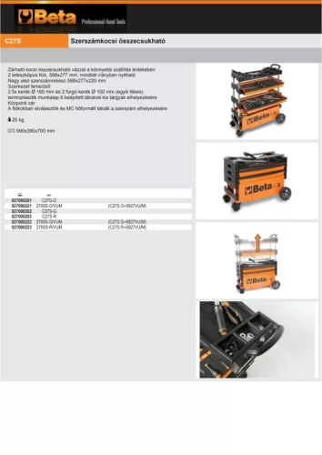 Beta C27S-G Szerszámkocsi összecsukható ÜRES antracit