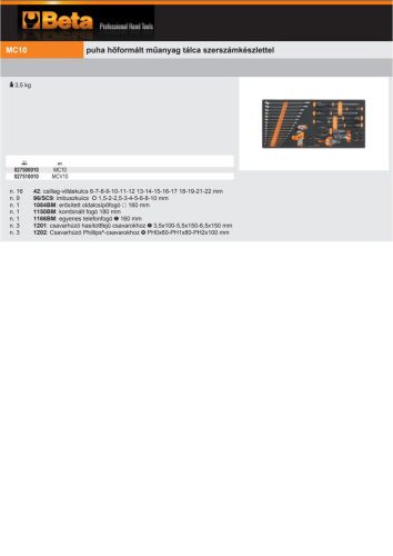 Beta MCV10 Habszivacs tálca ÜRES