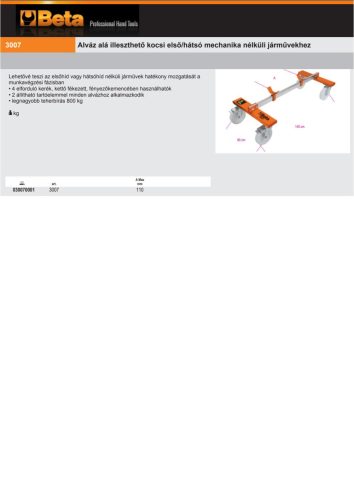 Beta 3007 Alváz alá illeszthető kocsi első/hátsó mechanika nélküli járművekhez