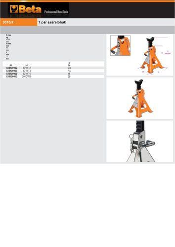 Beta 3010T 2 1 pár szerelőbak 2 tonnás