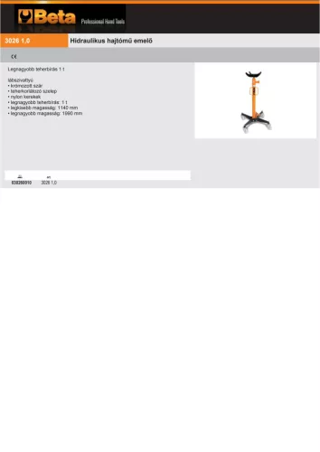 Beta 3026 1,0 Hidraulikus hajtómű emelő