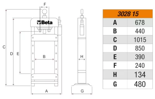 Beta 3028/15 Hidraulikus asztali prés mozgó dugattyúval