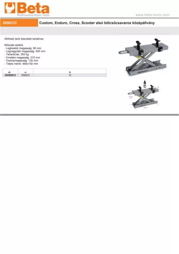 Beta 3050/CC Custom, Enduro, Cross, Scooter alsó bölcsőcsavaros középállvány