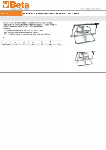 Beta 3071A Gumiabroncs szerelővas cross- és enduro motorokhoz