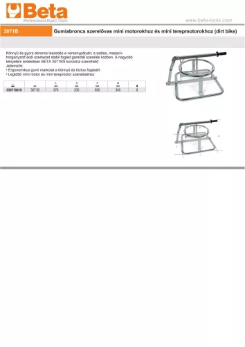 Beta 3071B Gumiabroncs szerelővas mini motorokhoz és mini terepmotorokhoz (dirt bike)