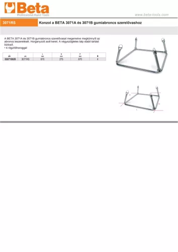 Beta 3071RS Konzol a Beta 3071A és 3071B gumiabroncs szerelővashoz