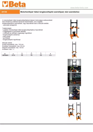 Beta 3072N Motorkerékpár hátsó lengéscsillapító szerelőpad, kézi szereléshez