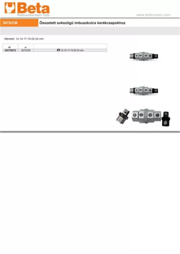 Beta 3075/CM Összetett sokszögű imbuszkulcs kerékcsapokhoz