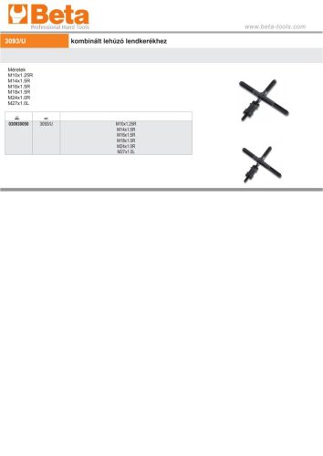 Beta 3093/U Kombinált lehúzó lendkerékhez M10x1.25R, M14x1.5R, M16x1.5R, M18x1.5R, M24x1.0R, M27x1.0L
