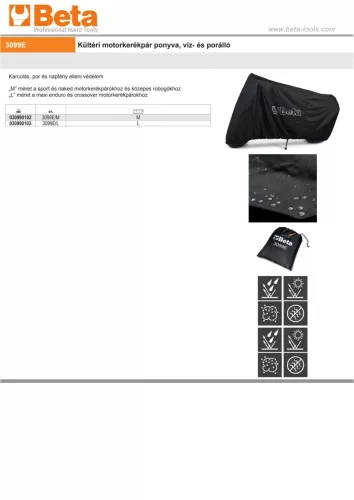 Beta 3099E/L Kültéri motorkerékpár ponyva, víz- és porálló L