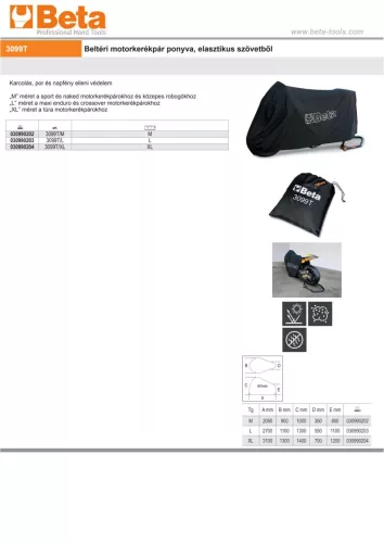 Beta 3099T/M Beltéri motorkerékpár ponyva, elasztikus szövetből M