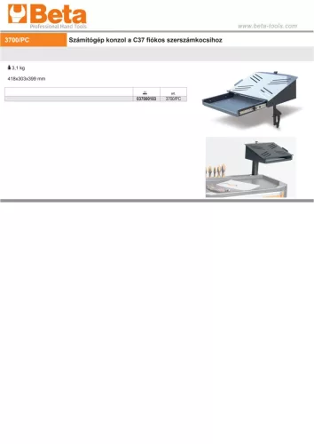 Beta 3700/PC Számítógép konzol a Beta C37 fiókos szerszám kocsihoz  ÜRES