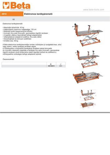 Beta 3910 Elektromos kerékpáremelő