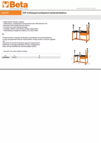 Beta 3912TP TOP műhelypad kerékpárok karbantartásához