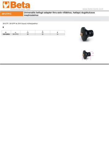 Beta 3912TP/C Univerzális befogó adapter thru-axle villákhoz, hatlapú dugókulcsos meghúzáshoz