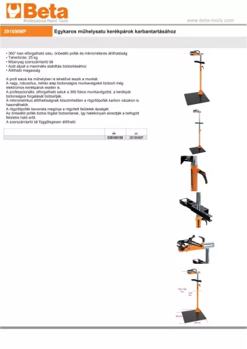 Beta 3916MMP Egykaros műhelysatu kerékpárok karbantartásához