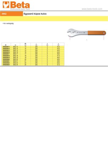 Beta 3952  Egyszerű kúpos kulcs, kónuszkulcs 20mm
