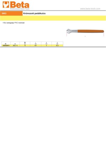 Beta 3953 Pedálkulcs, krómozott