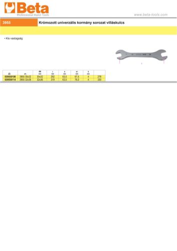Beta 3955 Villáskulcs kormánycsapágyhoz, krómozott