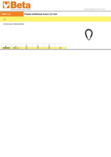 Beta 3961 3,2  Küllőkulcs 3,2 mm, fekete