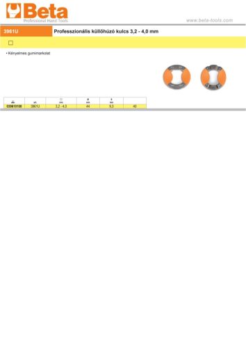 Beta 3961U  Professzionális küllőhúzó kulcs 3,2 - 4,0 mm