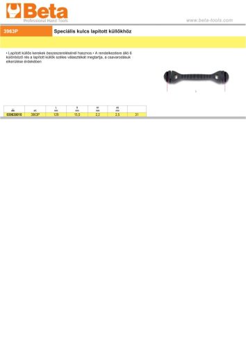 Beta 3963P Küllőkulcs aero küllőkhöz