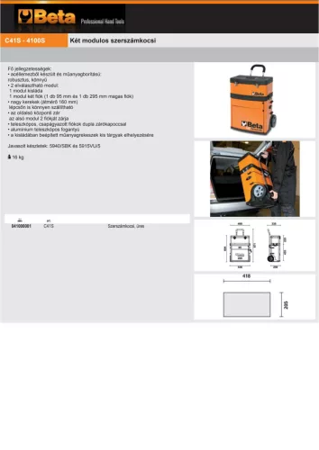 Beta C41S Két modulos szerszámkocsi ÜRES