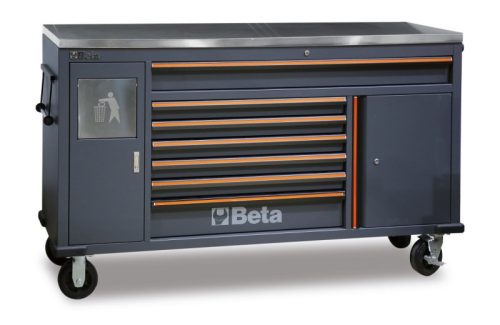 Beta C45PRO MWS/X 7 fiókos szerszámkocsi beépített hulladéktárolóval munkaállomáshoz ÜRES
