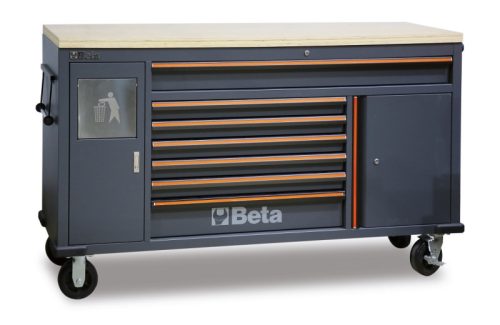 Beta C45PRO MWS/W 7 fiókos szerszámkocsi beépített hulladéktárolóval munkaállomáshoz ÜRES