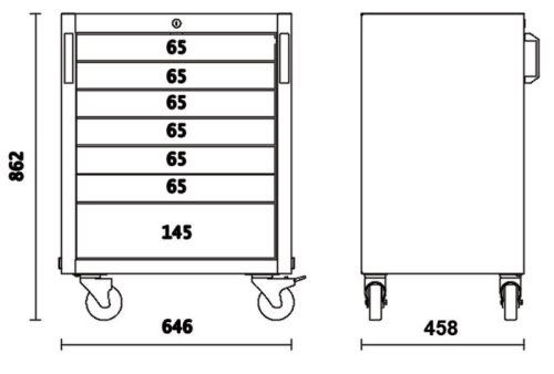 Beta C45PRO C7 7 fiókos szerszámkocsi a C45PRO műhelyberendezés összeállításhoz