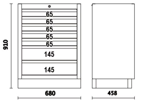 Beta C45PRO M7 7 fiókos rögzített modul a a Beta C45PRO műhelyberendezés összeállításhoz ÜRES