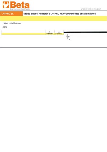 Beta C45PRO SL Széles oldalfal konzolok a a Beta C45PRO műhelyberendezés összeállításhoz ÜRES