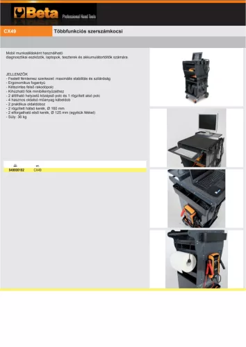 Beta CX49 Többfunkciós szerszámkocsi diagnosztikához ÜRES