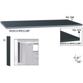   Beta RSC50 2.0 NPA/2-2,2MT Fémlemez munkalap, 2,2 m széles, munkapadhoz, az RSC50 2.0 műhelyberendezés összeállításhoz