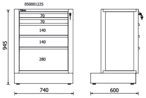 Beta RSC50 M5 5 fiókos, rögzített modul az RSC50 műhelyberendezés összeállításhoz