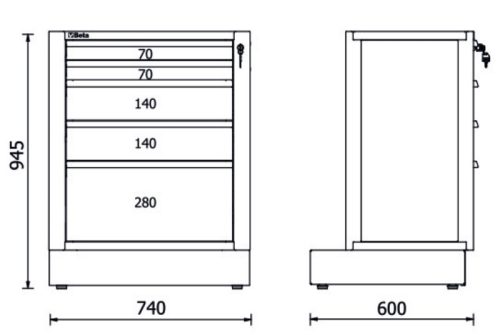 Beta RSC50 M5 5 fiókos, rögzített modul az RSC50 műhelyberendezés összeállításhoz