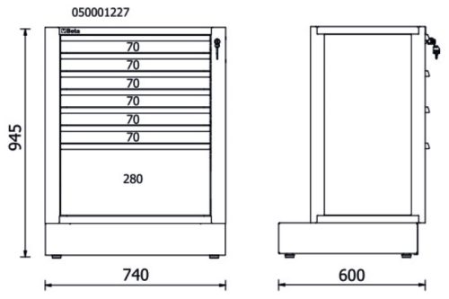Beta RSC50 M7 7 fiókos, rögzített modul az RSC50 műhelyberendezés összeállításhoz