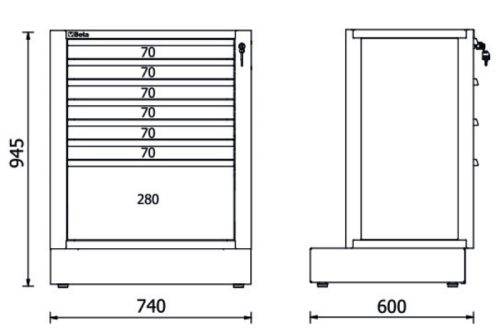 Beta RSC50 M7 7 fiókos, rögzített modul az RSC50 műhelyberendezés összeállításhoz