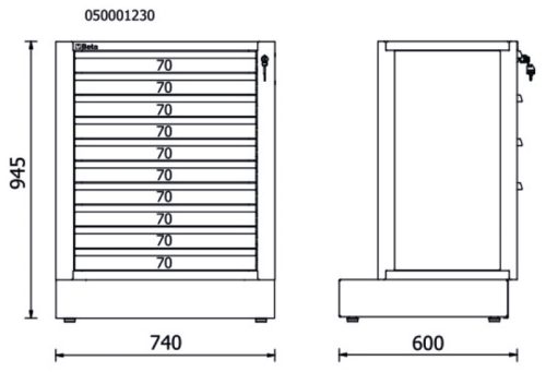 Beta RSC50 M10 10 fiókos, rögzített modul az RSC50 műhelyberendezés összeállításhoz