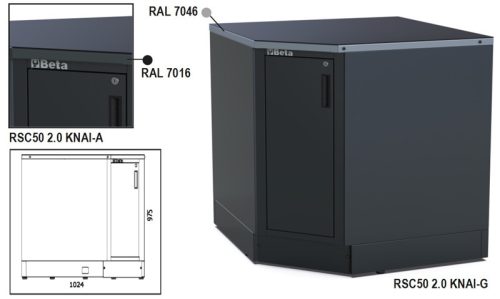 Beta RSC50 2.0 KNAI-G Alsó sarok modul az RSC50 2.0 műhelyberendezés összeállításhoz