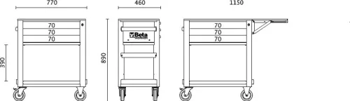 Beta BW 5000S/3M-G 3 fiókos szerszámkocsi 189 darabos szerszámkészlettel szürke