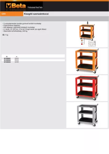 Beta C51-G Kisegítő szerszámkocsi ÜRES antracit