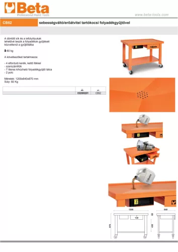 Beta CB52 Sebességváltó/erőátvitel tartókocsi folyadékgyűjtővel ÜRES