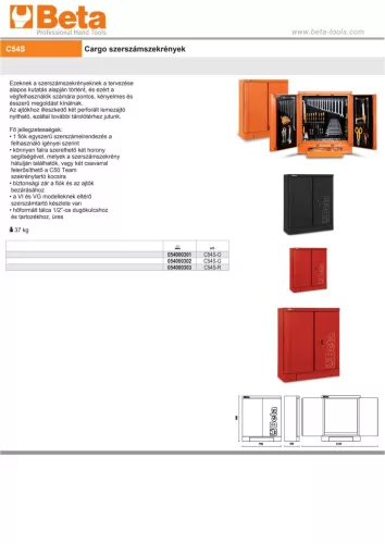 Beta C54S-O Cargo szerszámszekrény ÜRES