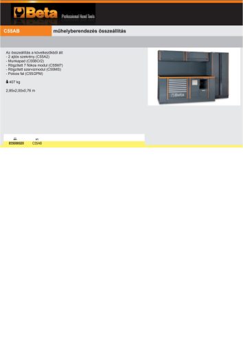 Beta C55AB Műhelyberendezés összeállítás RSC55 ÜRES